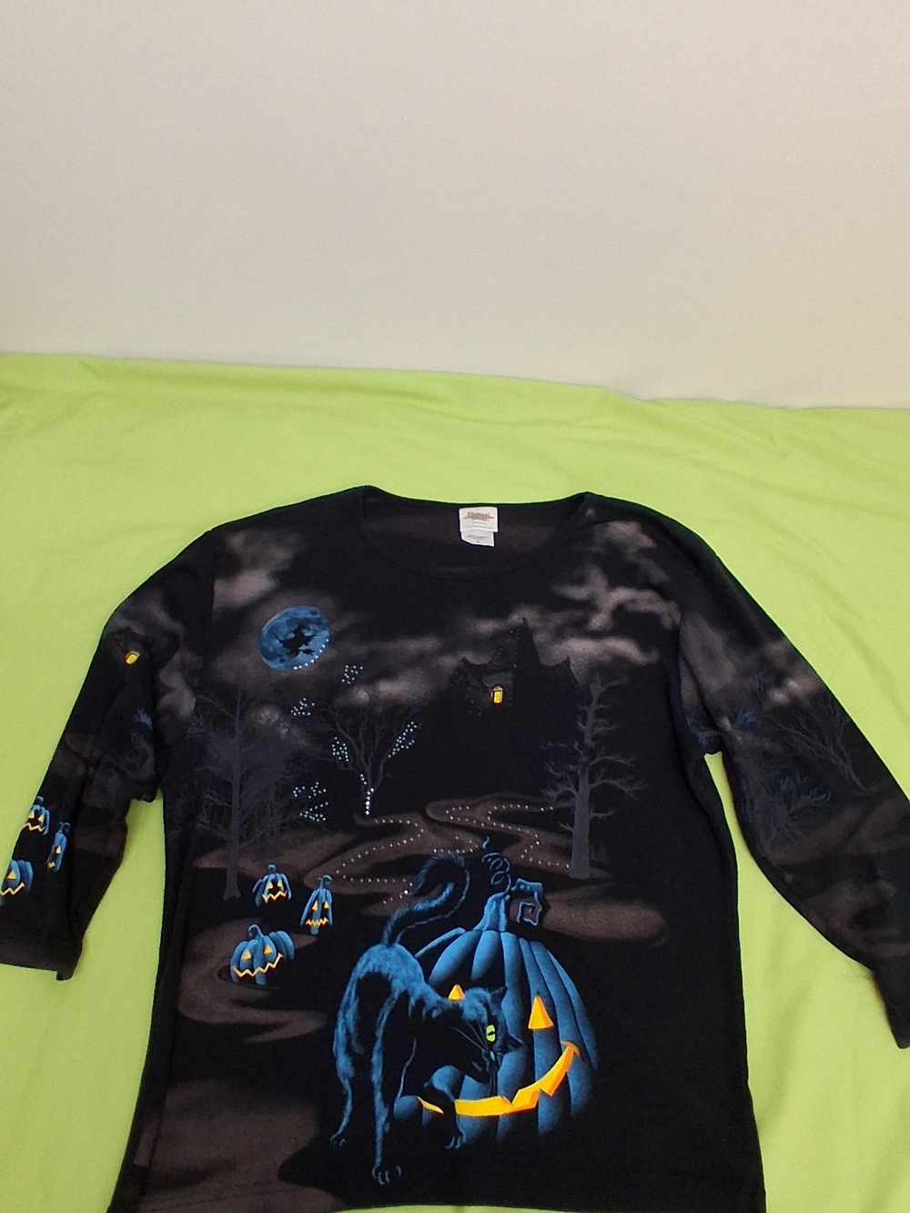 Halloween Black Graphic 3/4 Sleeve Shirt